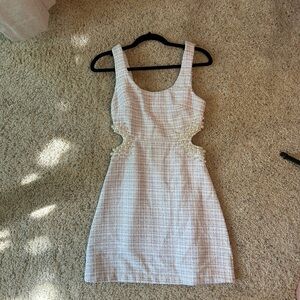 Tweed & Pearl Cutout Detailed Mini Dress